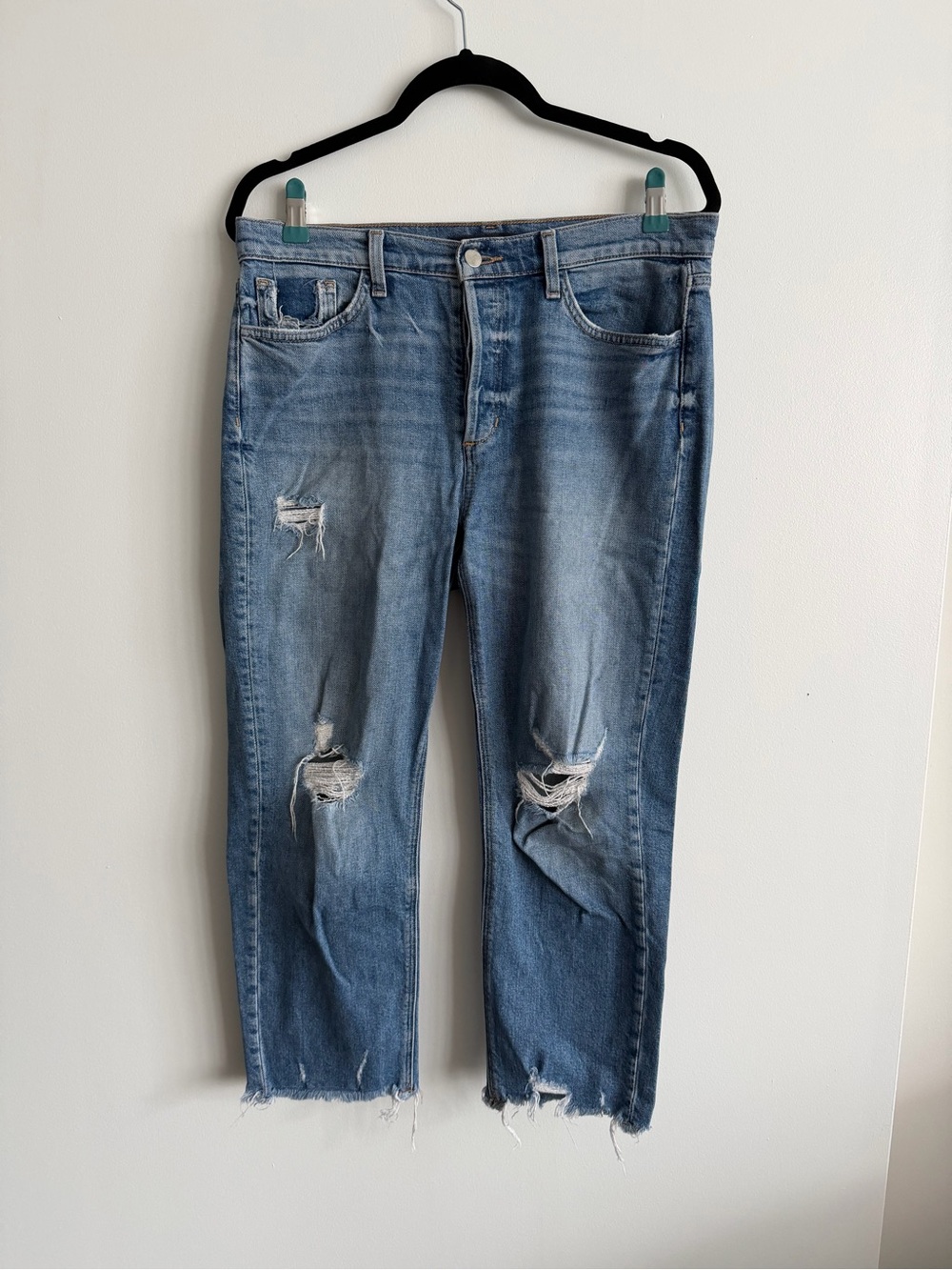 Joe's Jeans Light Blue Distressed Cropped Jeans